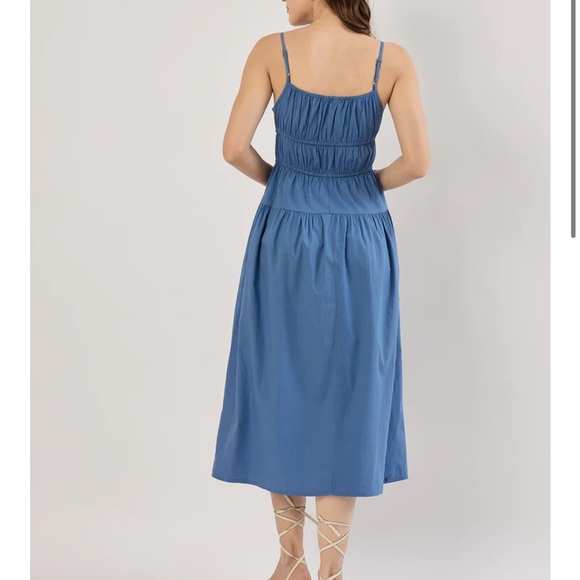 Sim & Sam tie front milkmaid poplin midi Dress - Picture 2 of 6